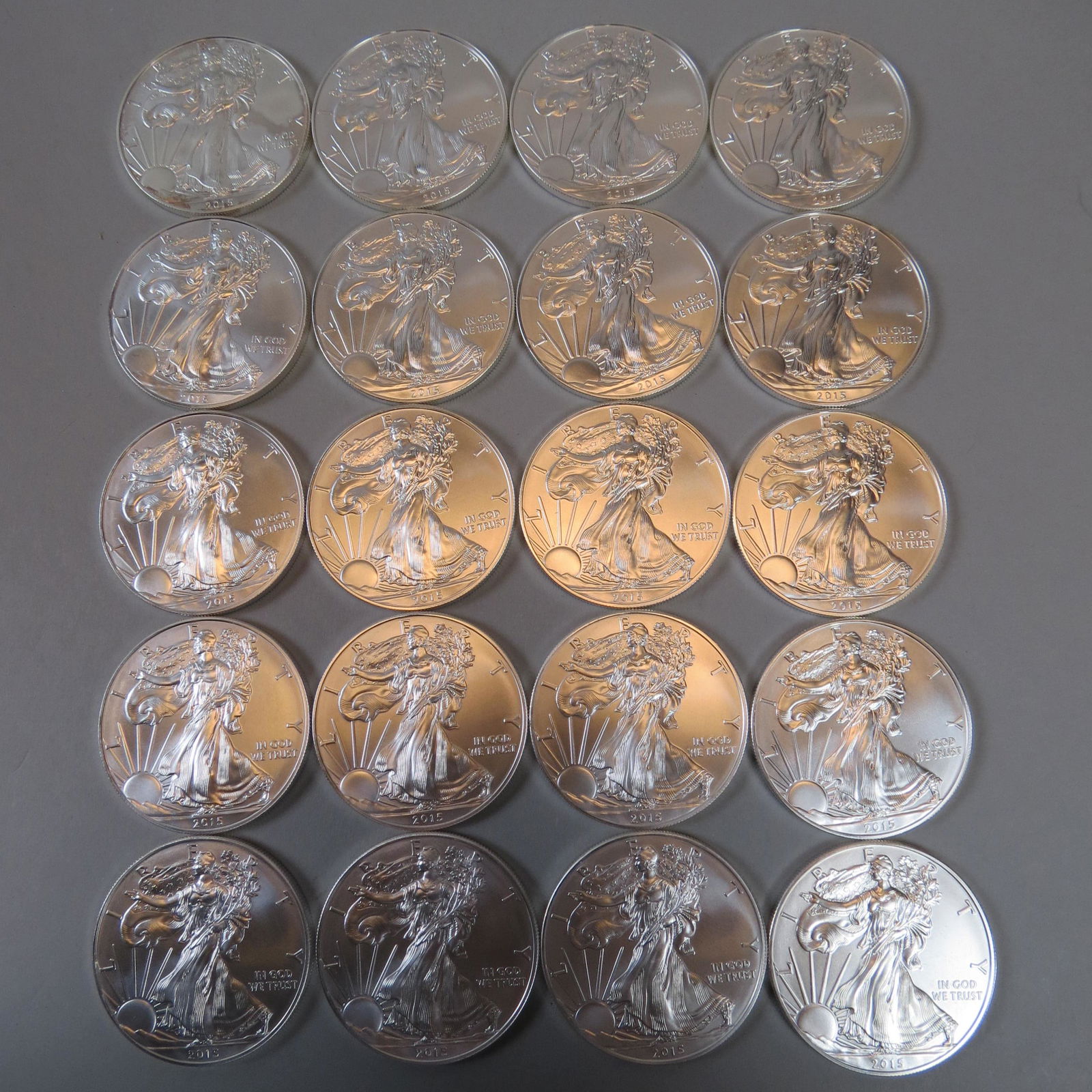 20 2015 American Silver Eagle Dollars, (1 of 3)