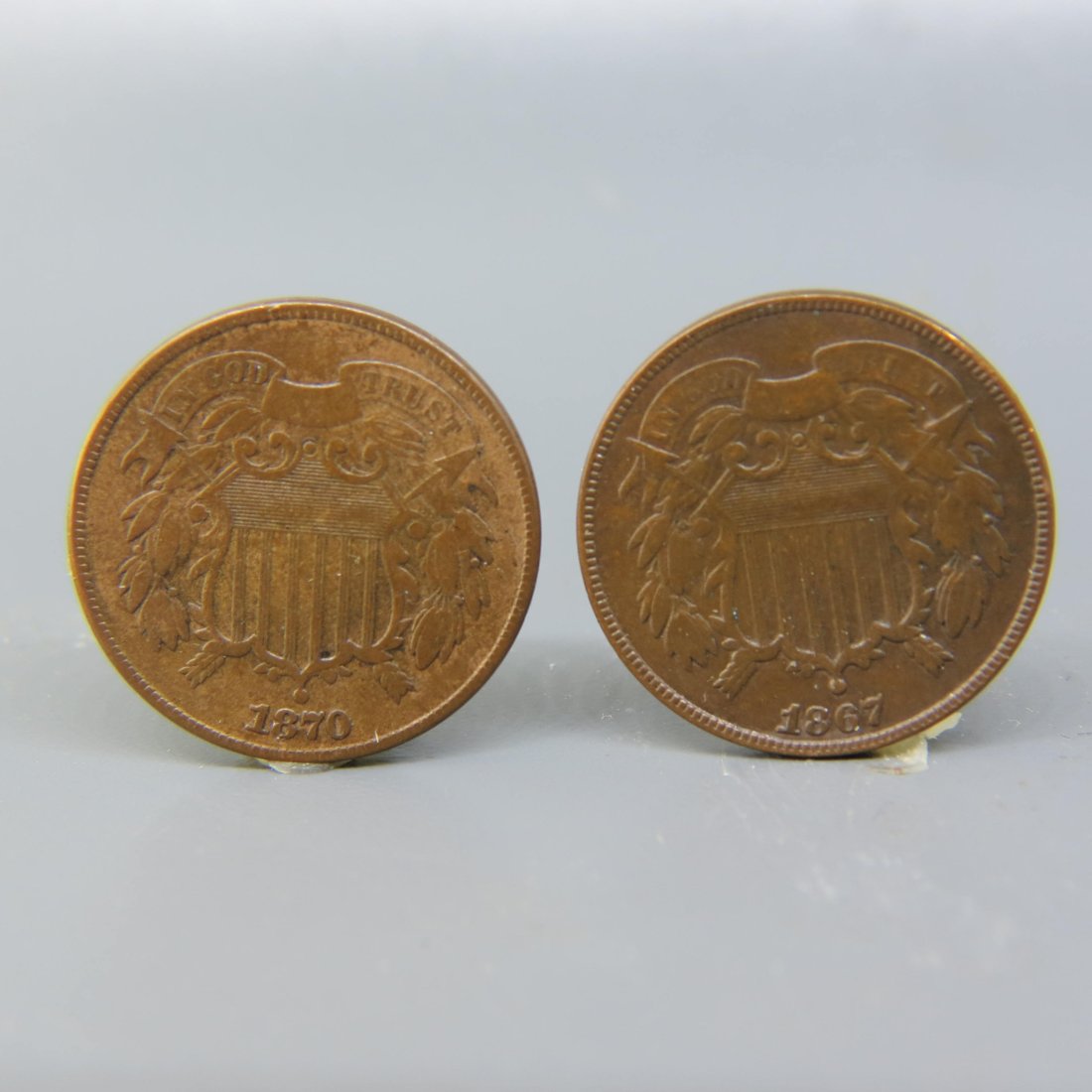 1867 & 1870 Two Cent Piece, (1 of 3)