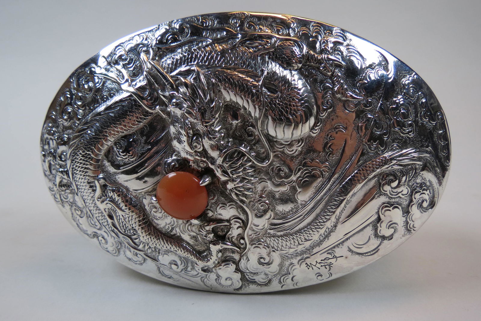 Chinese Silver Clothes Brush with Dragon, (1 of 4)