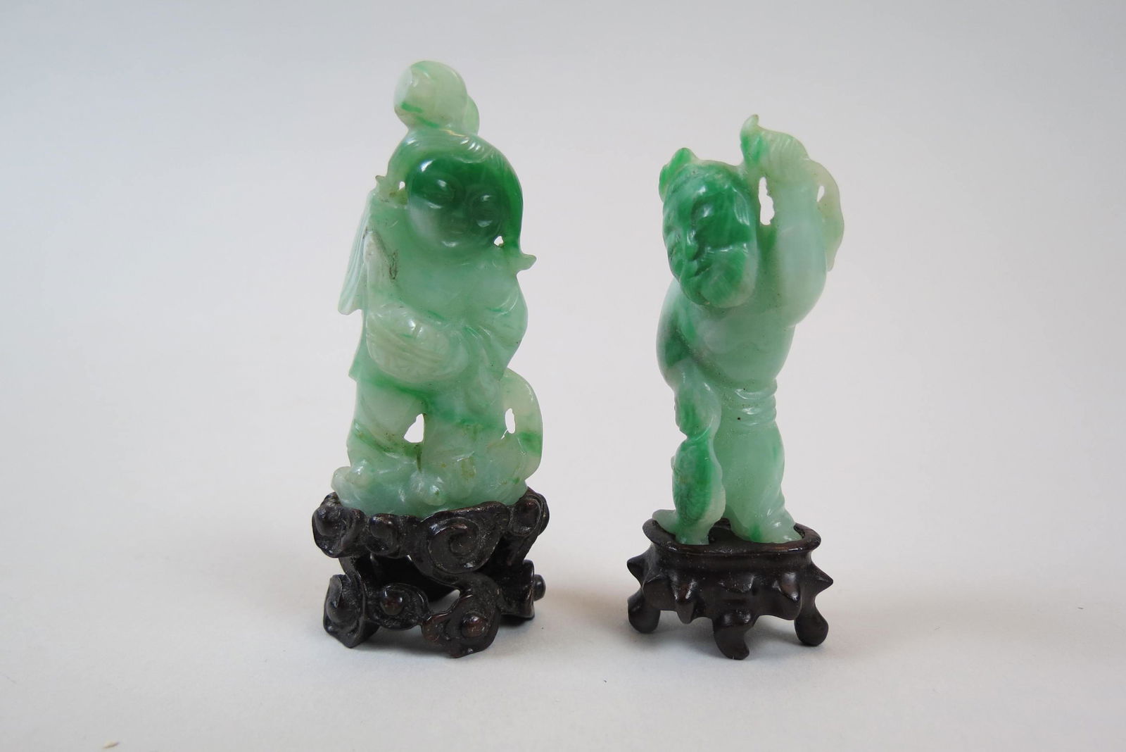 2 Chinese Carved Jadeite Miniature Figures, Qing Dynasty, (1 of 8)