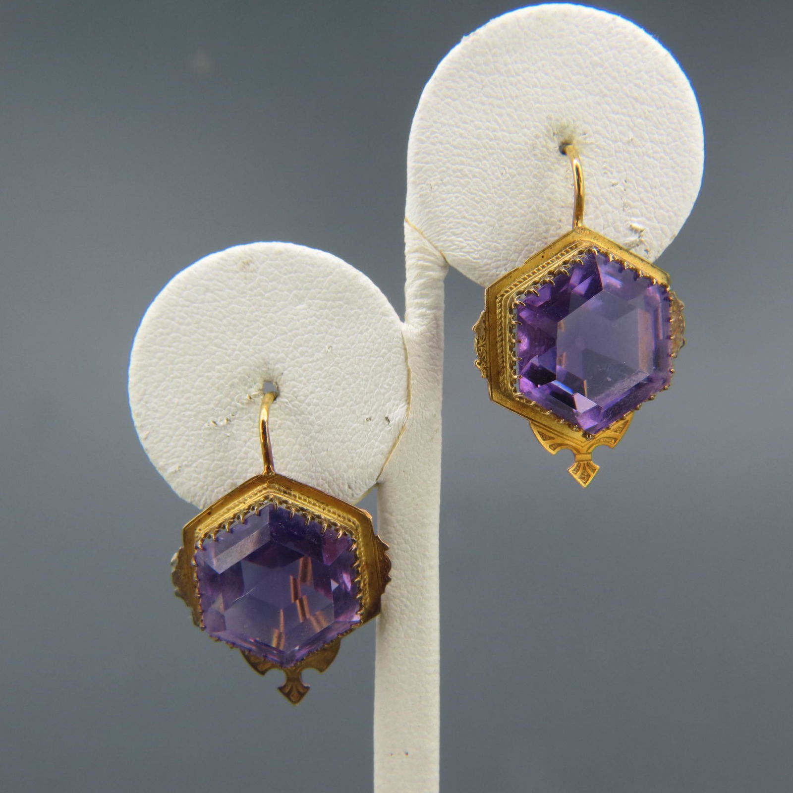 Victorian Amethyst & Gold Earrings, (1 of 7)