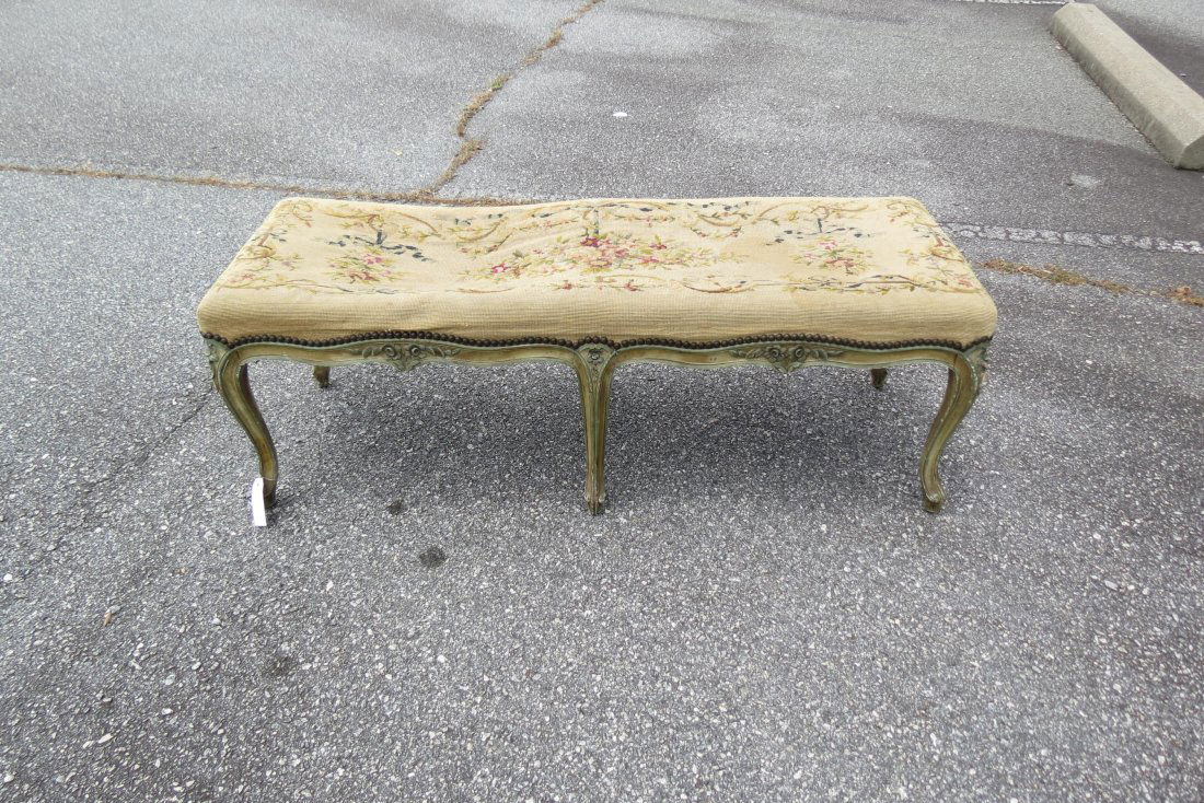 French Style Carved & Needlepoint Bench. (1 of 3)