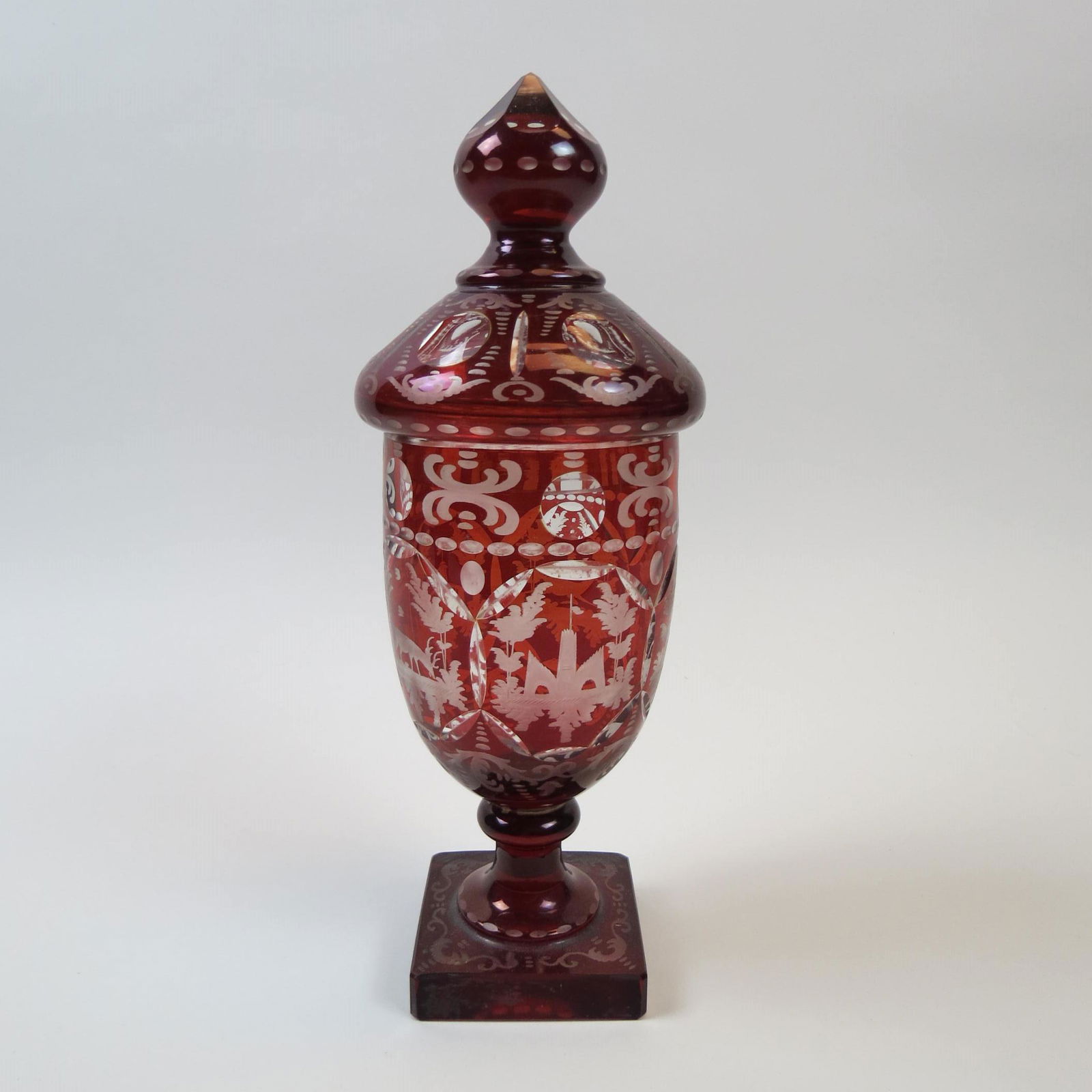 Bohemian Ruby Cut-to-Clear Large Jar, (1 of 9)