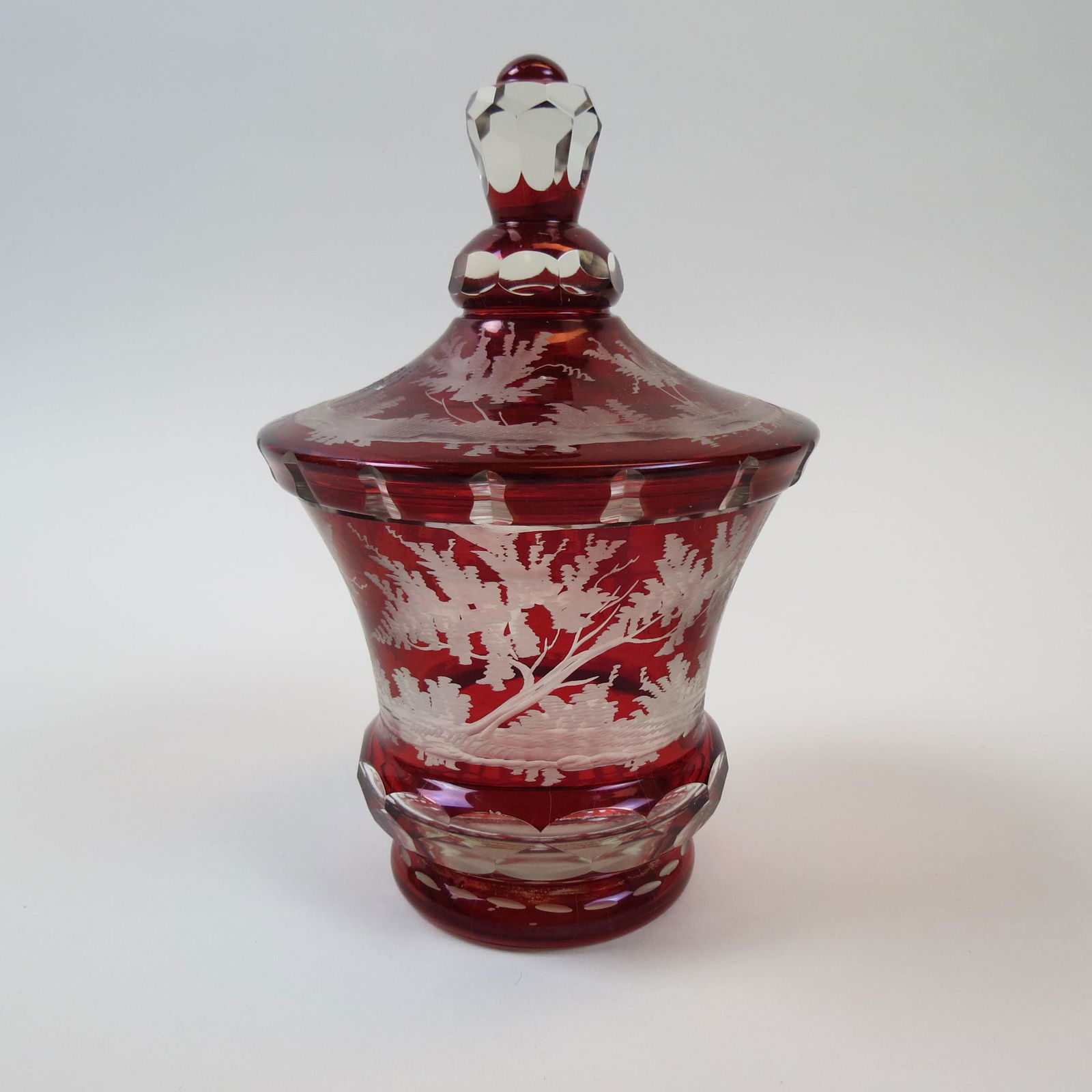 Bohemian Ruby Cut-to-Clear Jar, (1 of 8)
