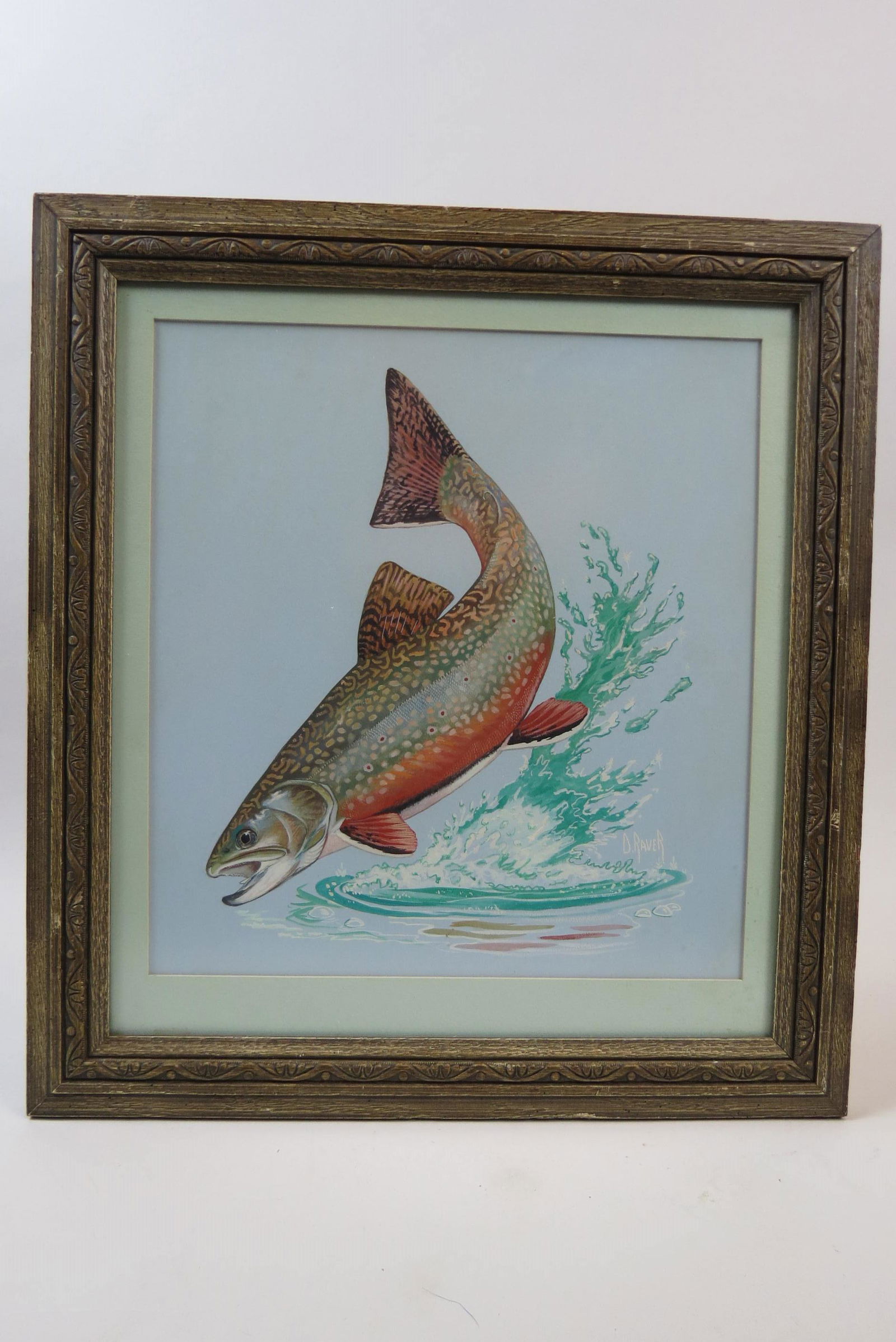 Duane Raver, Jr., gouache,  Rainbow Trout Jumping, (1 of 3)