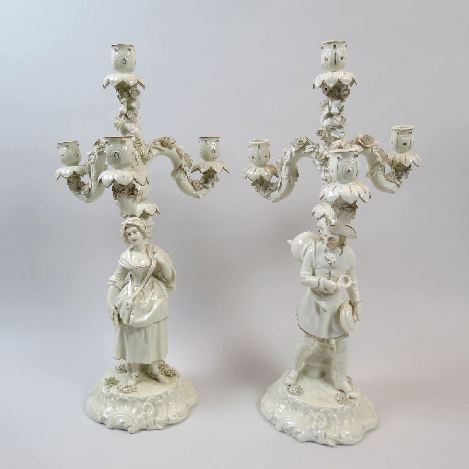 Pair of Dresden Porcelain Figural Candelabra, (1 of 8)