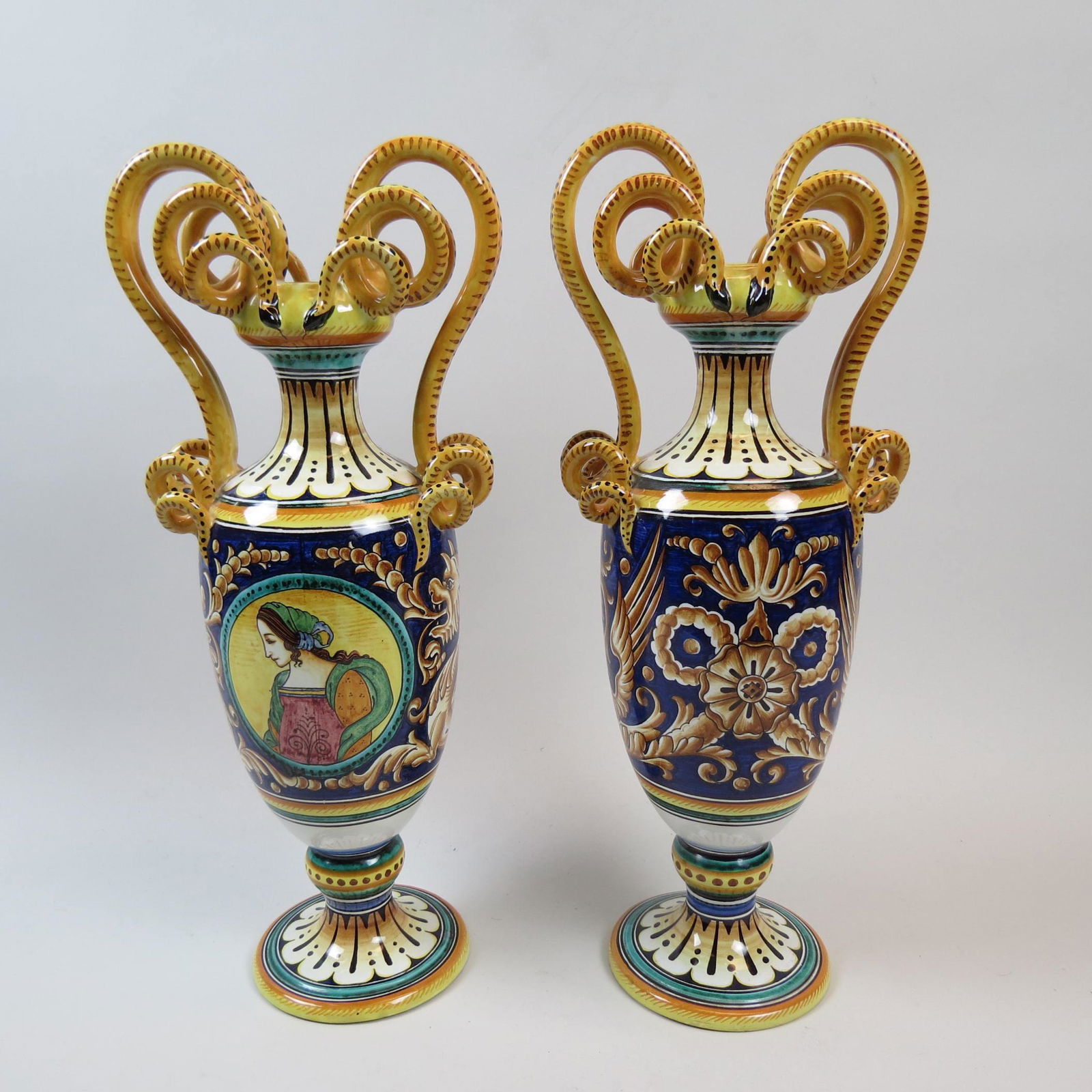 Pair of Deruta Italian Pottery Vases, (1 of 9)
