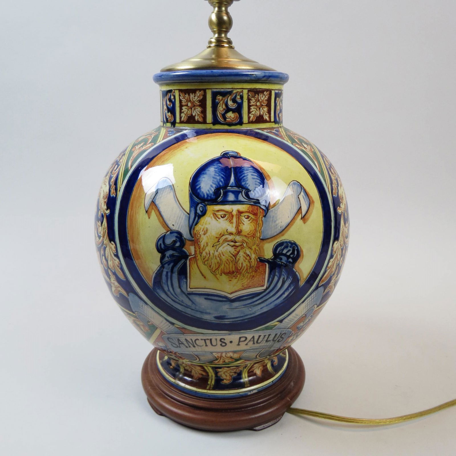 Faience Pottery Lamp with St. Peter & St. Paul, (1 of 4)
