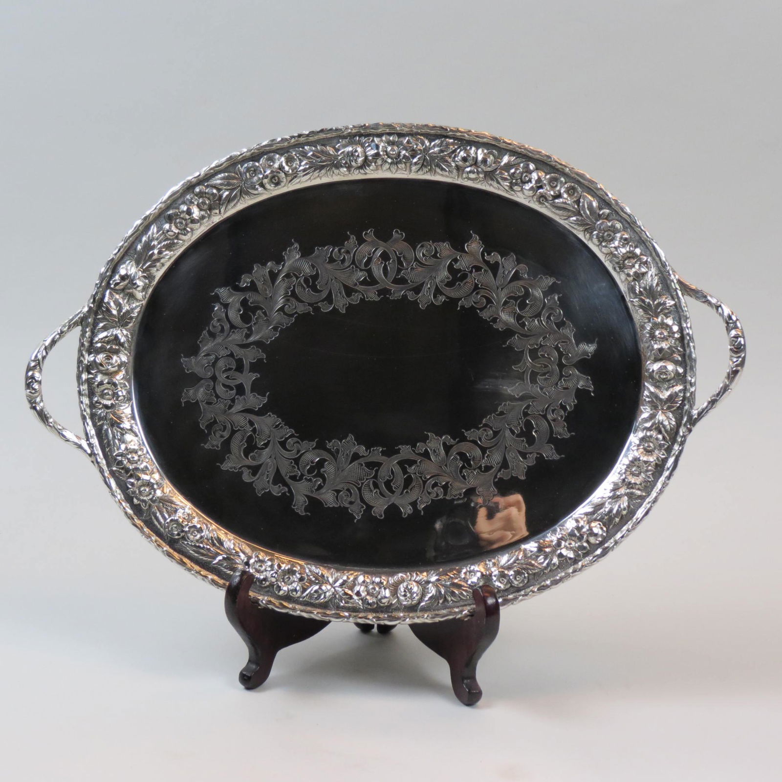 S. Kirk & Son Repousse Sterling Oval Tray, (1 of 7)