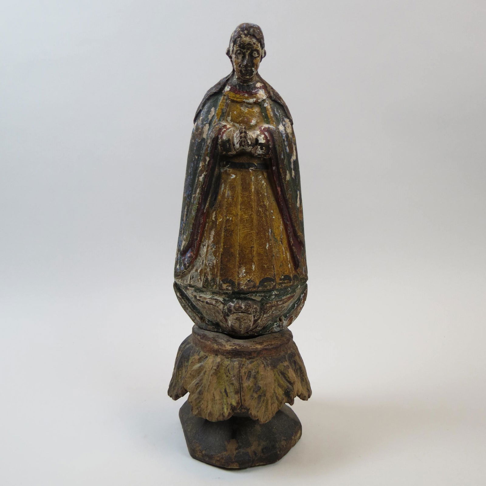 Early Carved Wood & Gesso Figure "Madonna (1 of 11)
