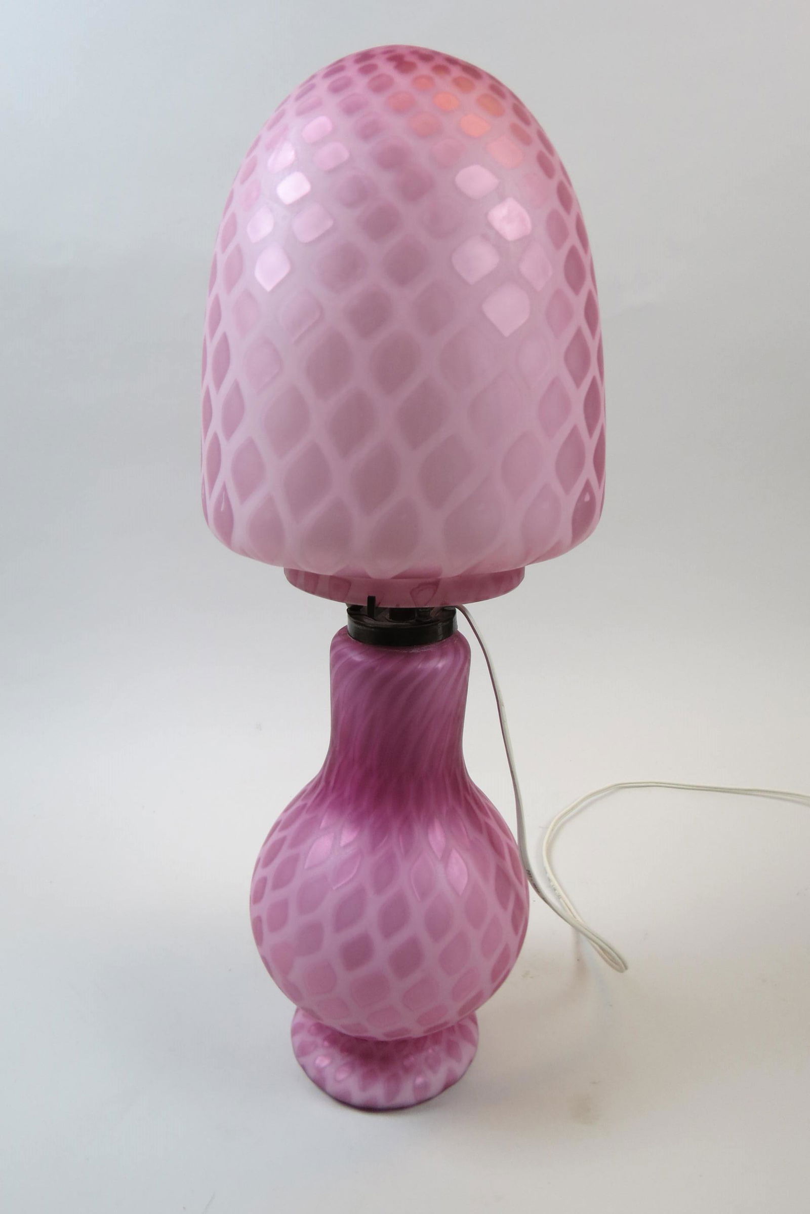 Cranberry Satin Art Glass Table Lamp, (1 of 4)