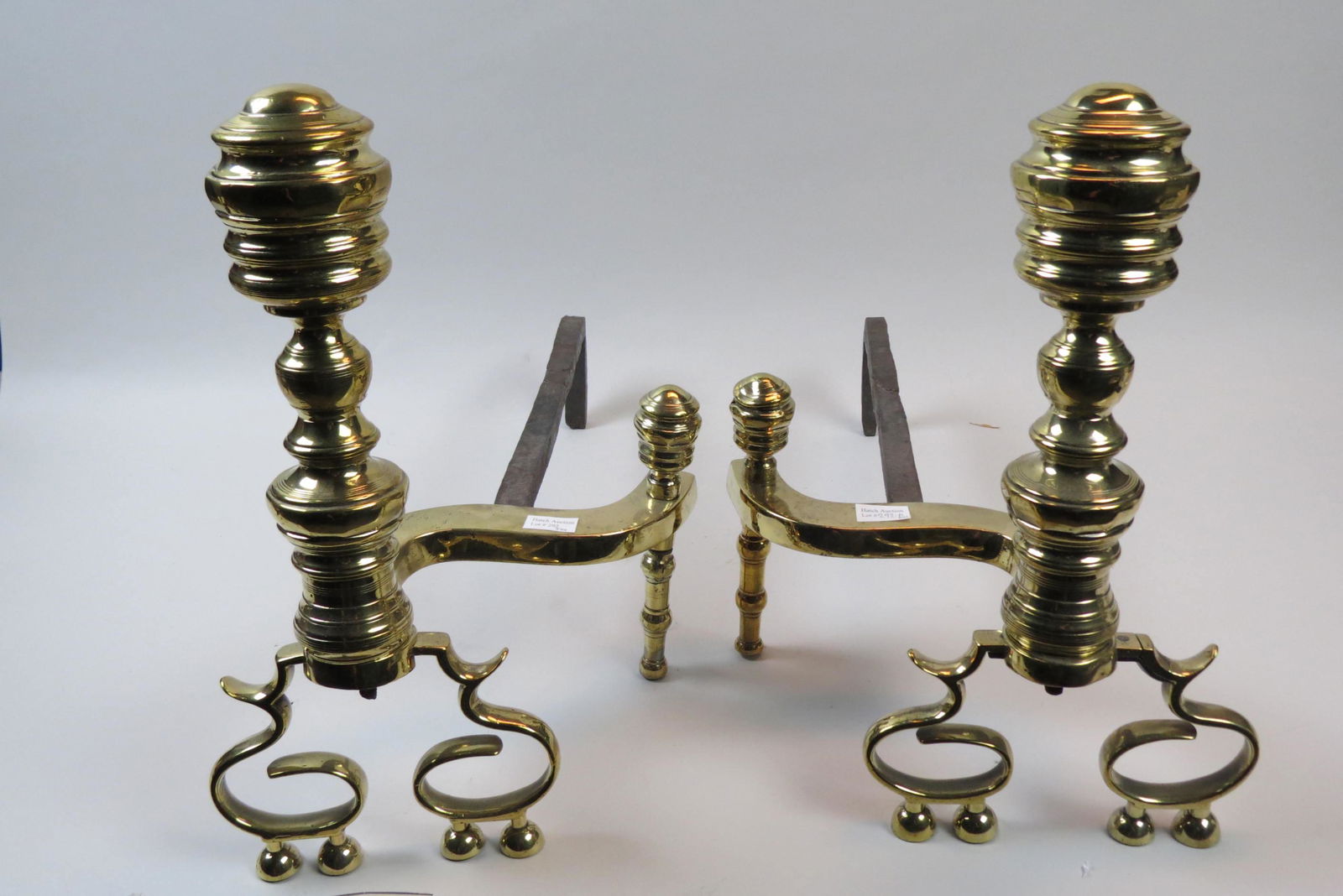 Pair of Antique Brass Andirons, (1 of 4)