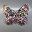 Tourmaline 14K Gold Figural Butterfly Brooch,