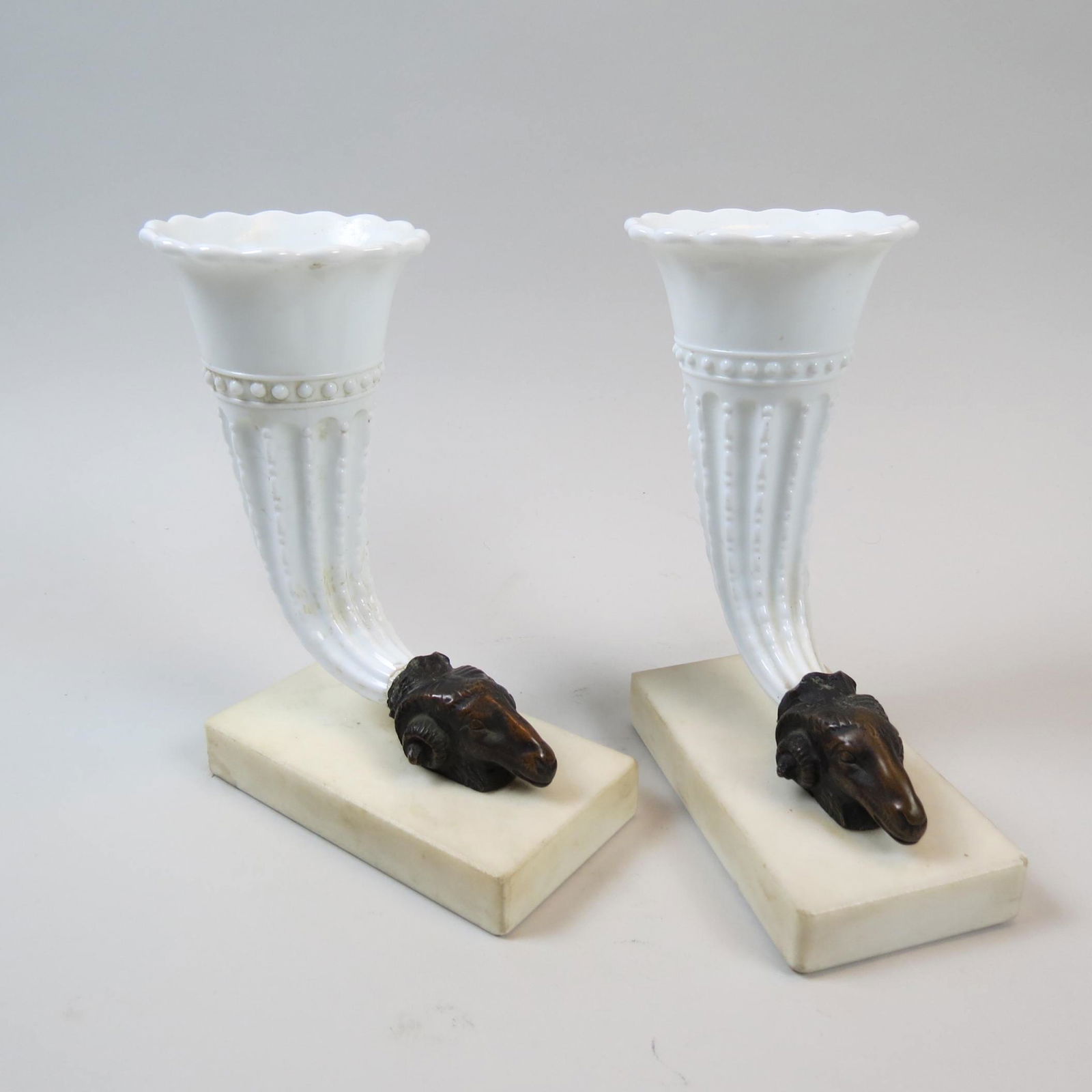 Pair of Early Bronze & Glass Vases, (1 of 8)