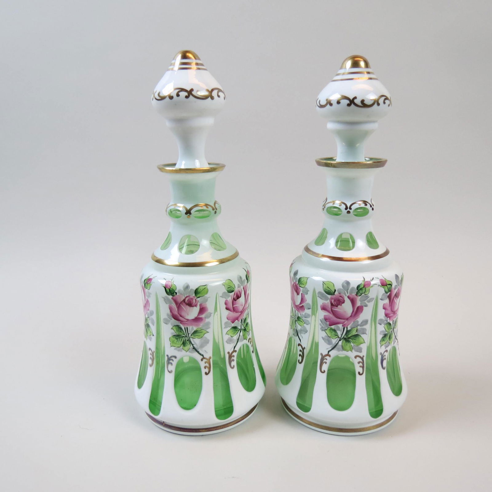 Pair of Bohemian Art Glass Decanters. (1 of 6)