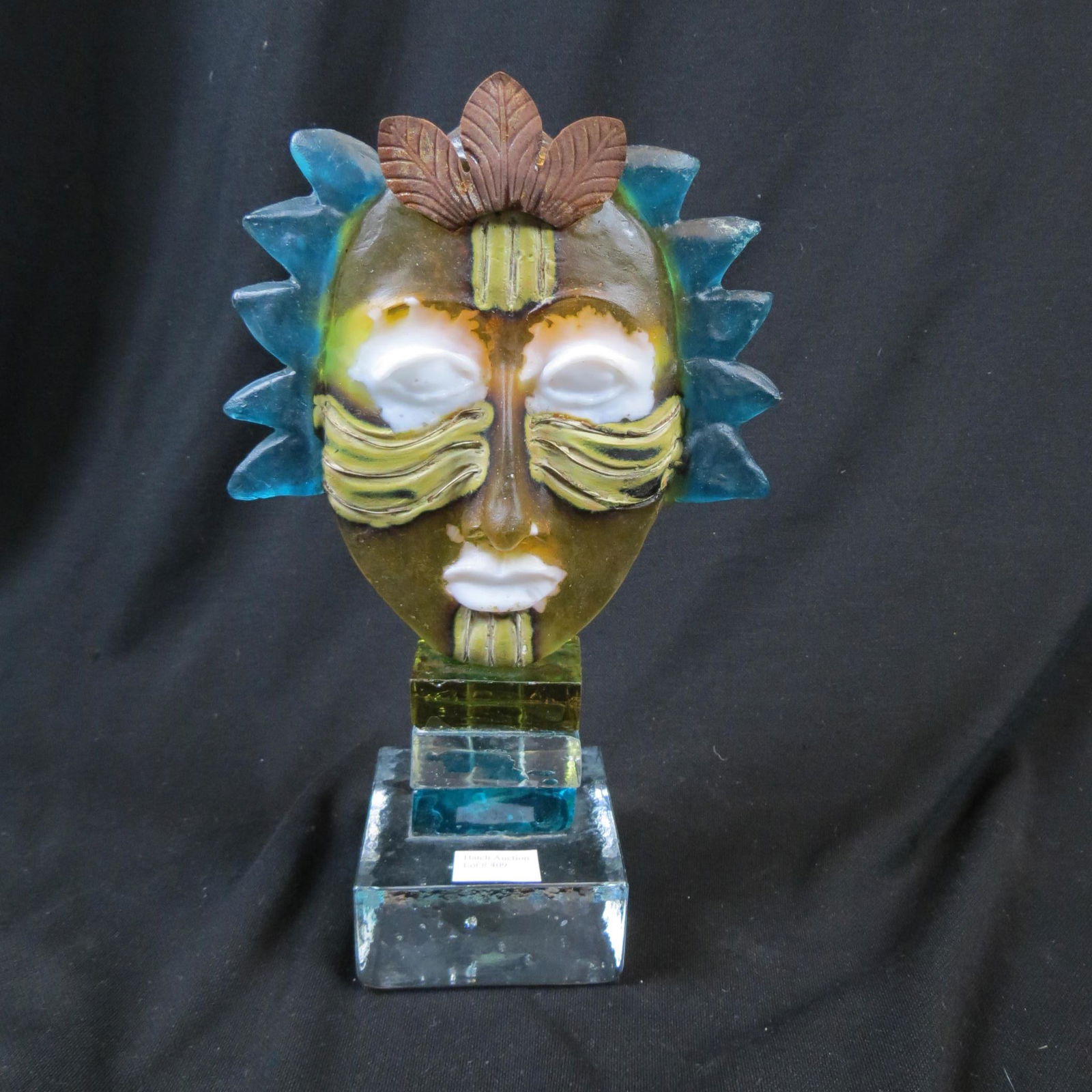 Jan Kransberger Art Glass Sculpture of a Face, (1 of 4)