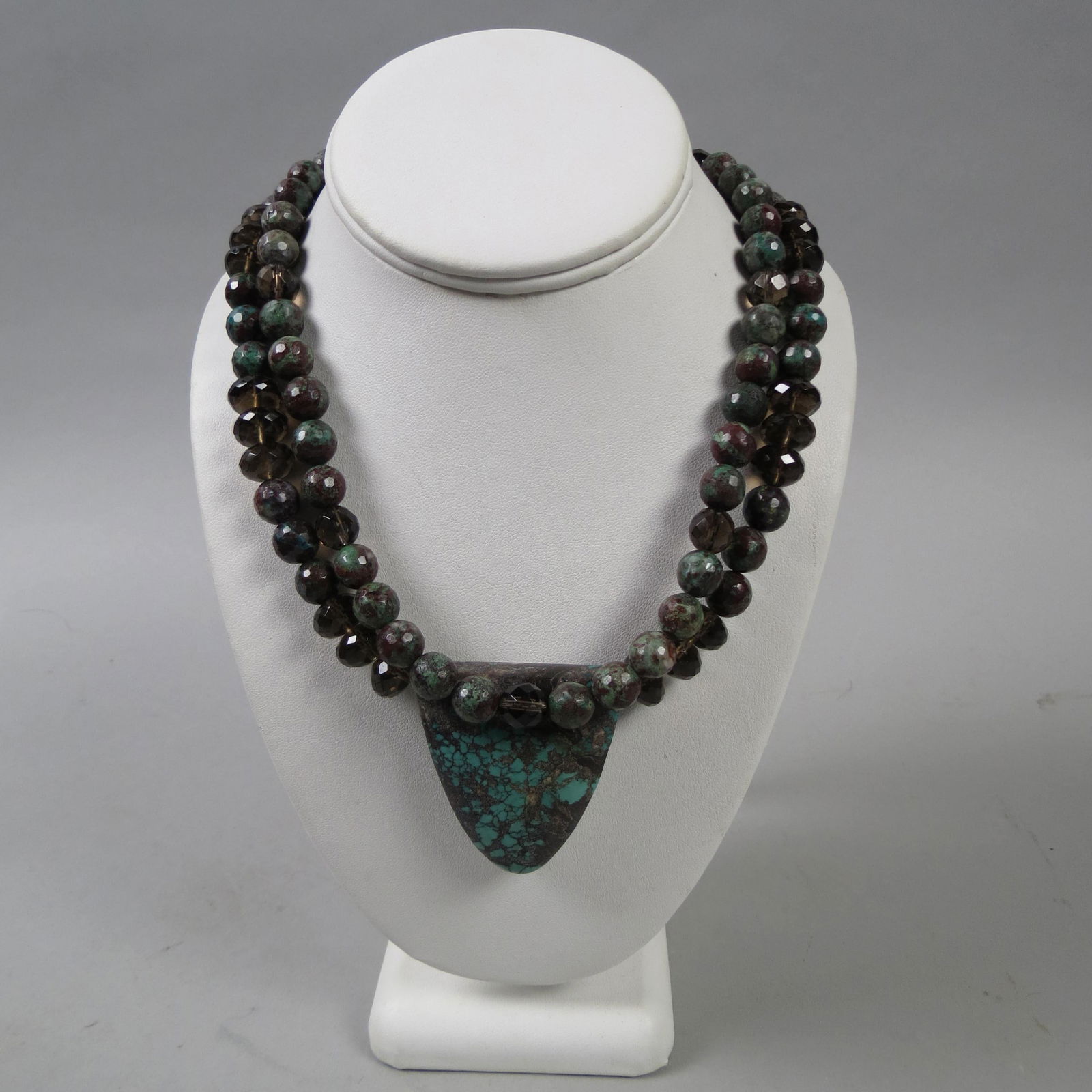 Turquoise & Smoky Quartz Bead Necklace, (1 of 6)