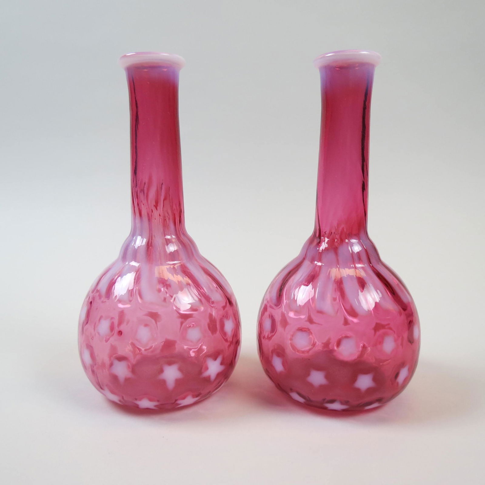 Pair of Cranberry Opalescent Barber Bottles, (1 of 6)