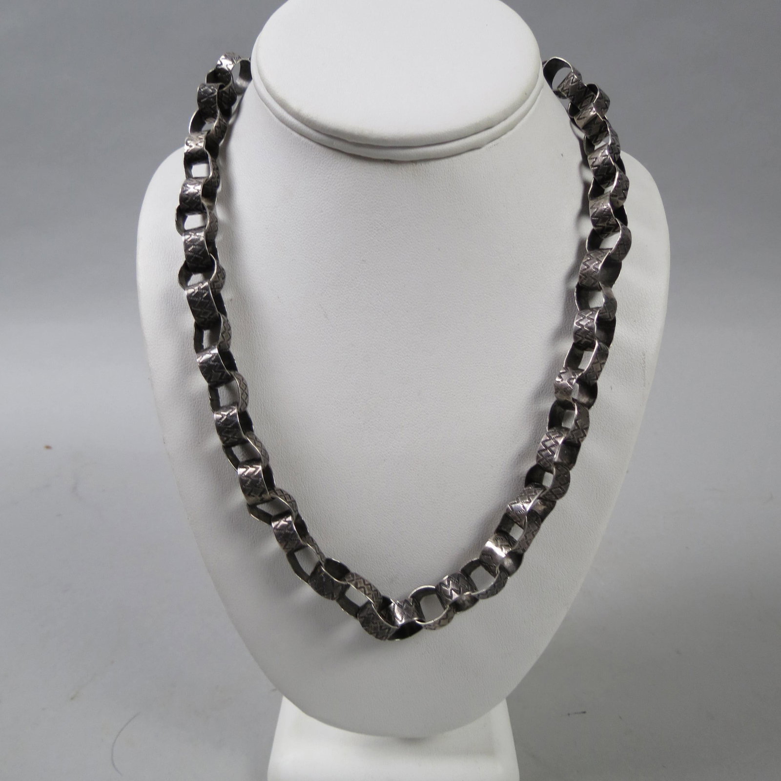 Native American Sterling Necklace,: nicely designed links, 20" long, 56 grams.