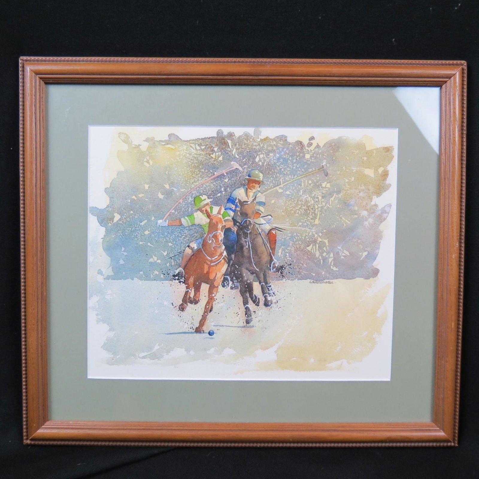 W.A. Holehouse, watercolor, Polo Players, (1 of 3)