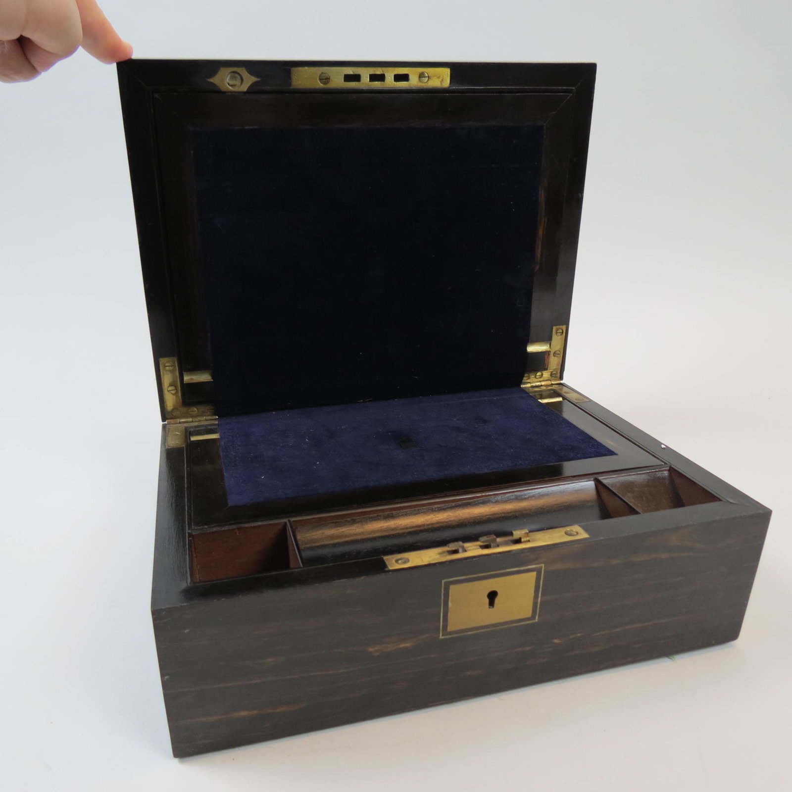 19th Century Writing or lap Desk,: exotic wood, curved top, 9" X 12", 5" deep, locking.