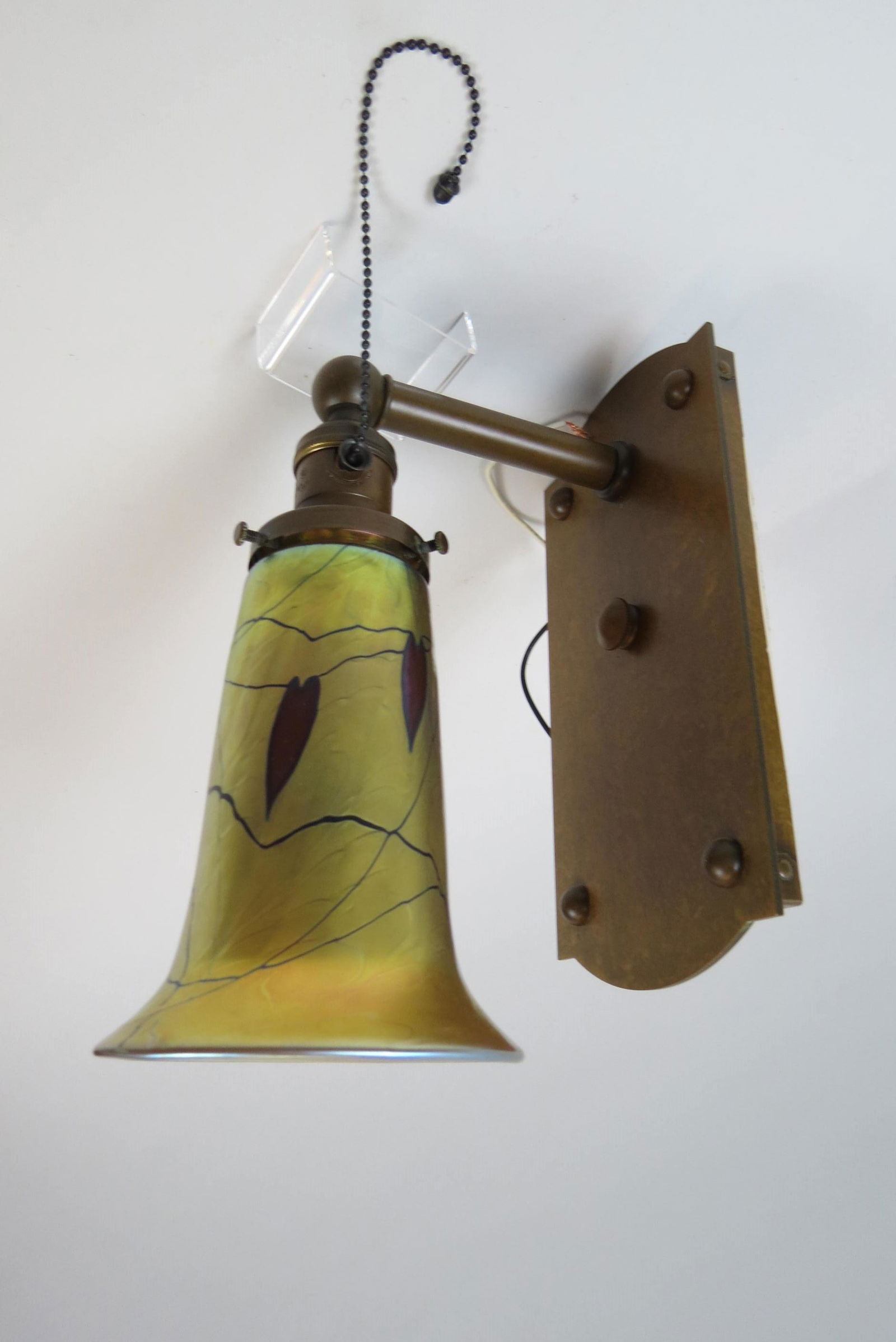 Bronzed Wall Sconce with Art Glass Shade, (1 of 4)