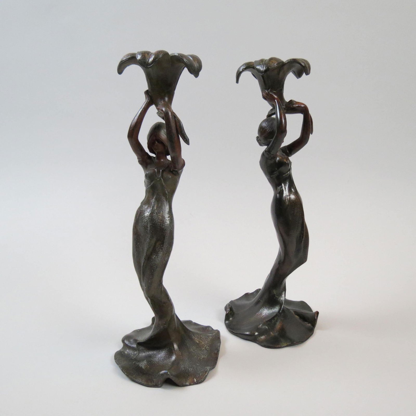Pair of Figural Art Nouveau Candlesticks, (1 of 5)