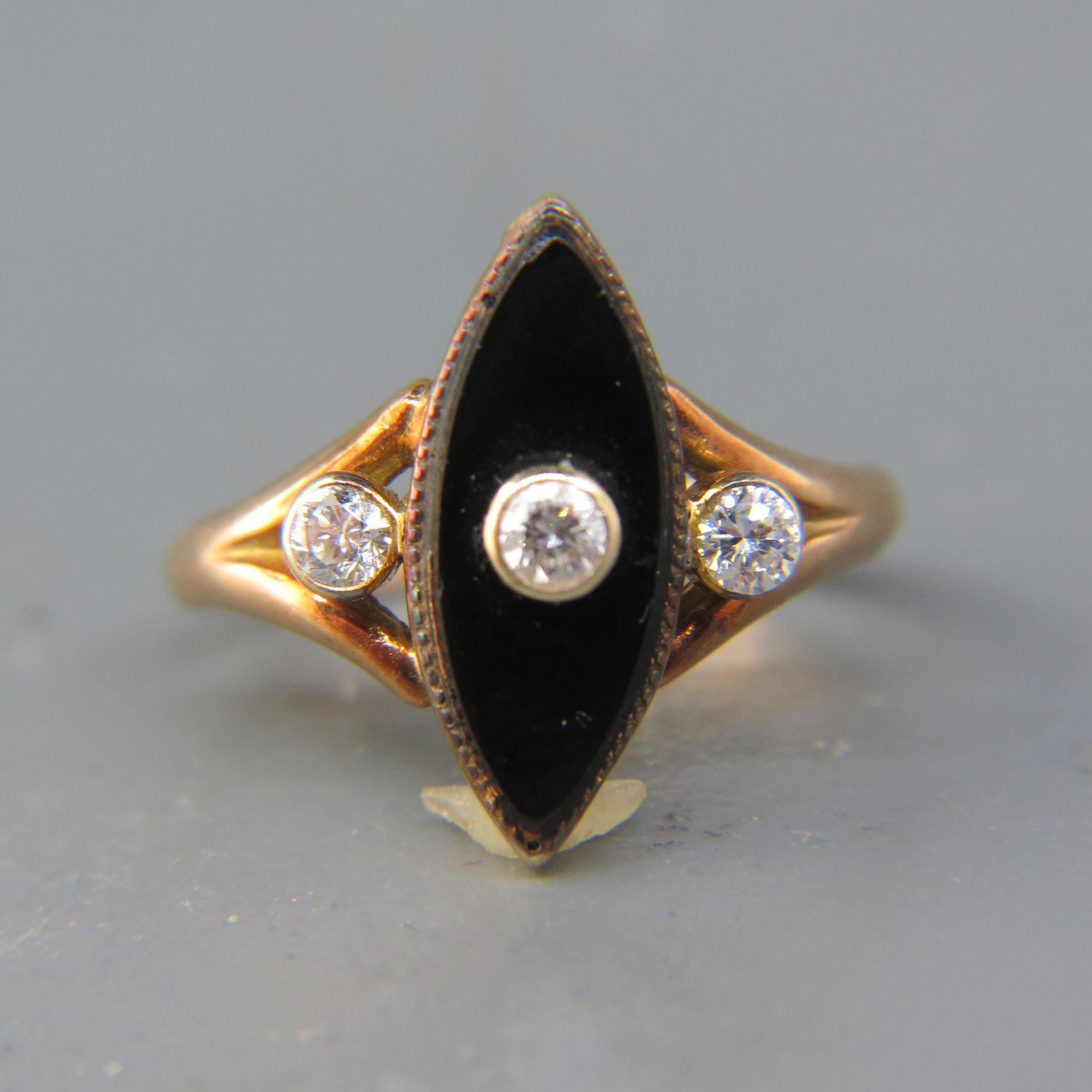 Diamond & Black Onyx 14K Gold Ring, (1 of 4)