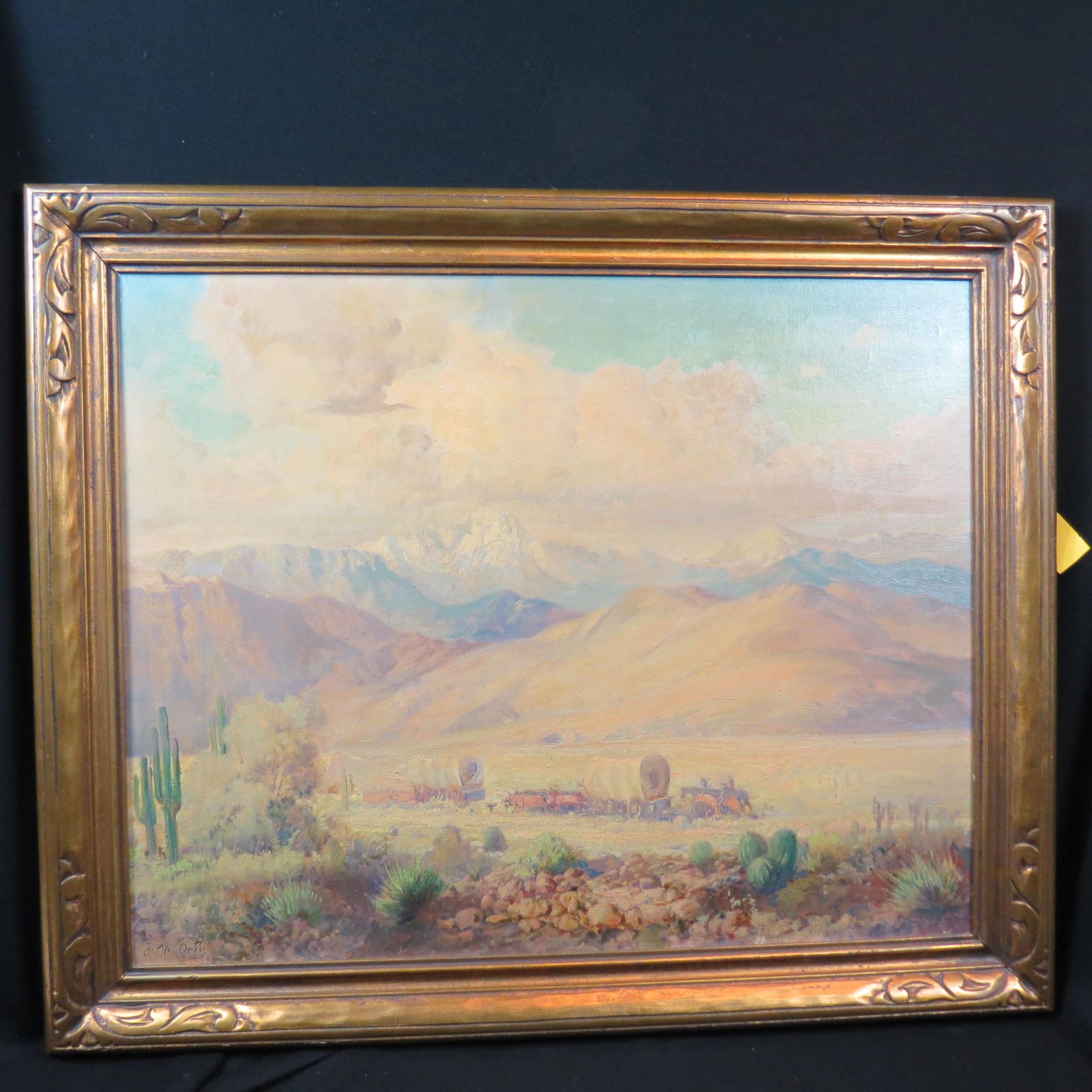 John William Orth, oil, Covered Wagons in Valley, (1 of 8)