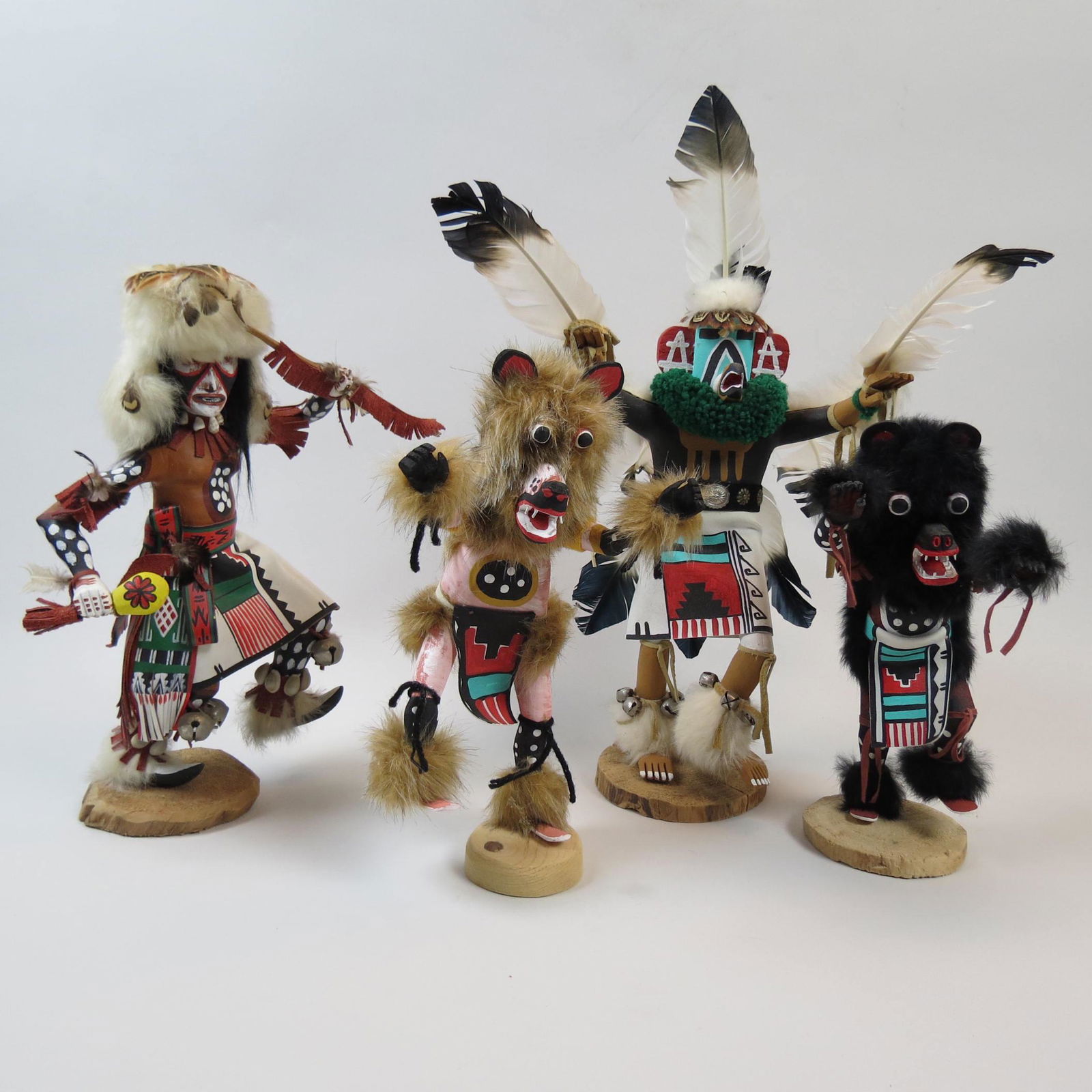 4 Native American Katchina Dancer Figurines, (1 of 20)