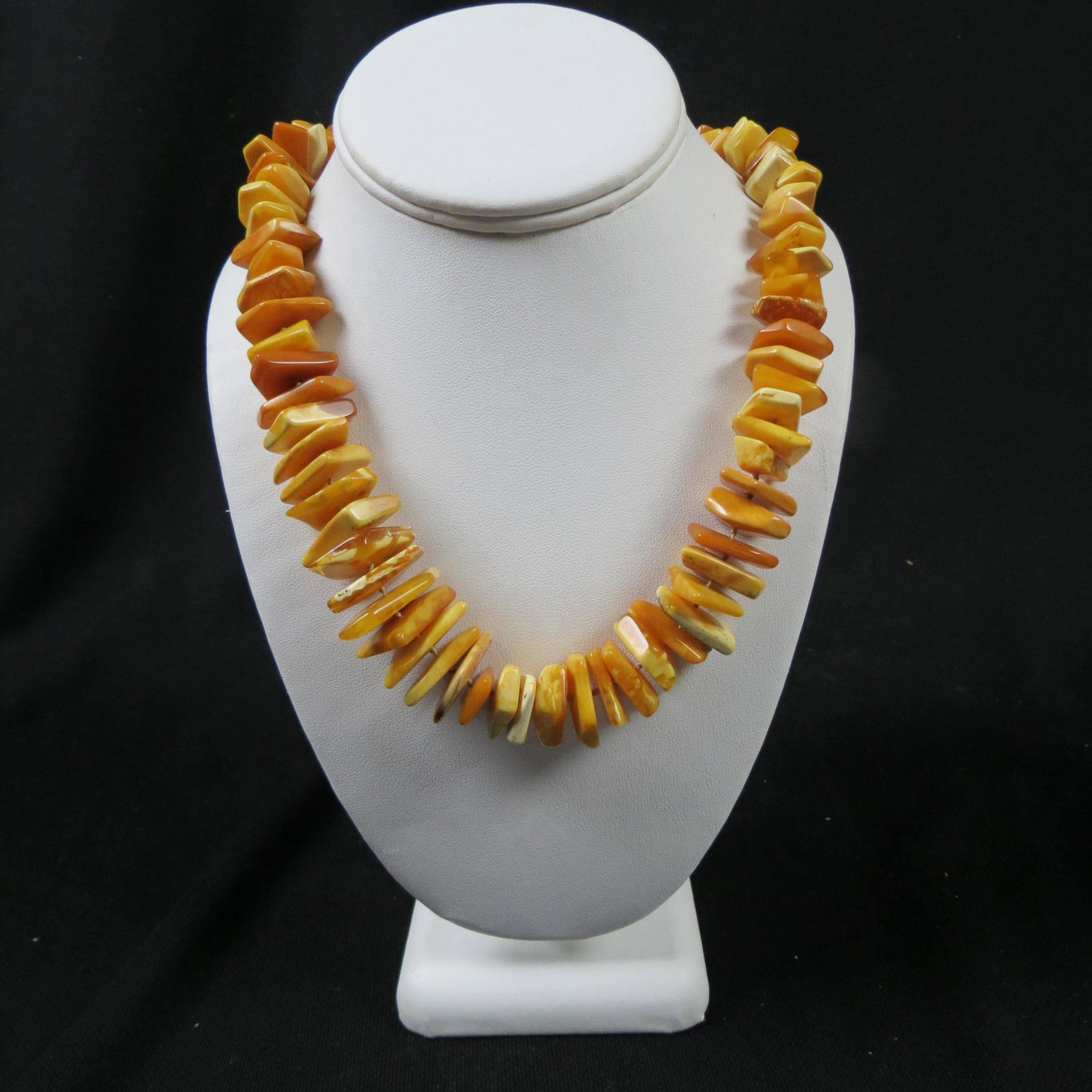 Amber Necklace, butterscotch to honey coloring,: 28" long.