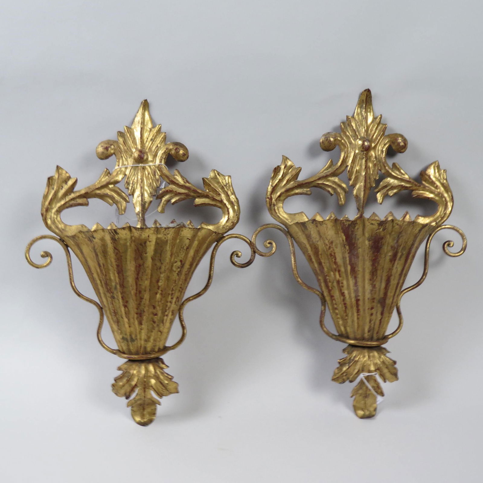 Pair of Italian Gilt Metal Wall Pockets, (1 of 7)