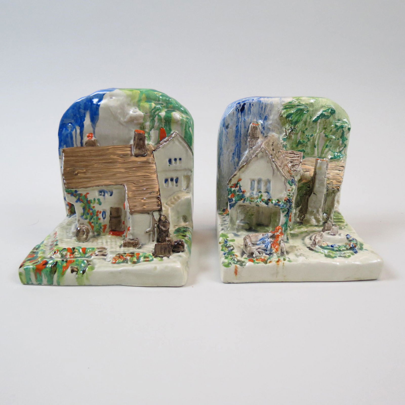 Pair of Clarice Cliff Pottery "Bizarre" Bookends, (1 of 6)