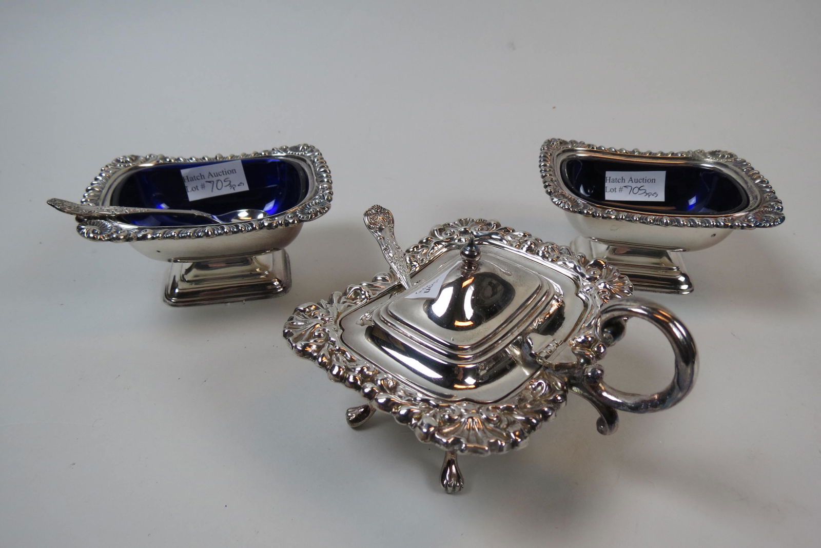 3 pc. English Silverplate Condiment Set, (1 of 5)