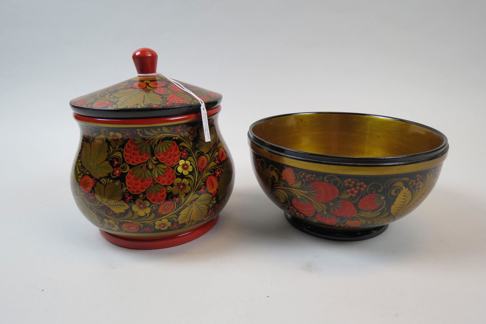 Russian Lacquerware Bowl & Cannister, (1 of 6)