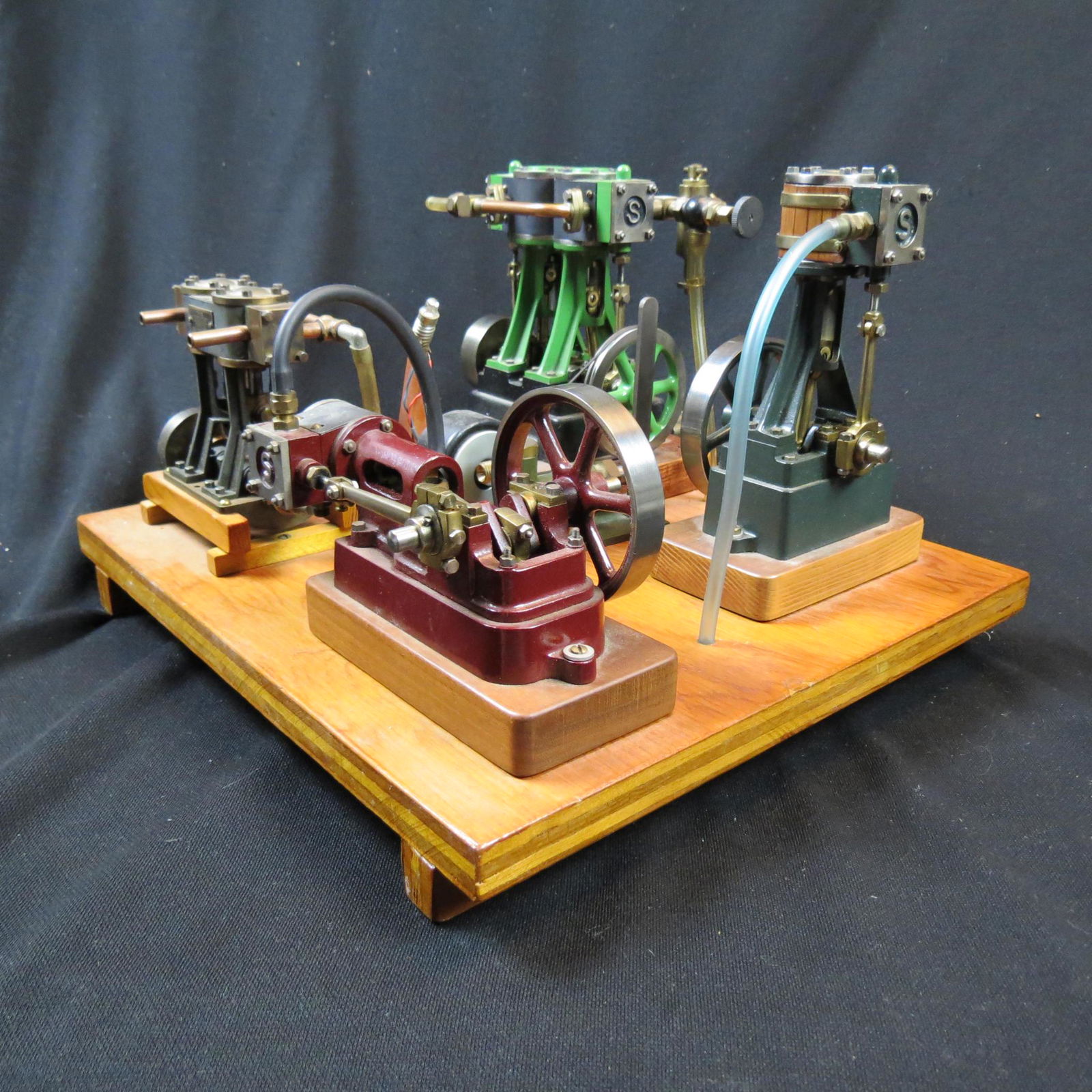 4 Toy Steam Engines on Wood Bases, (1 of 13)
