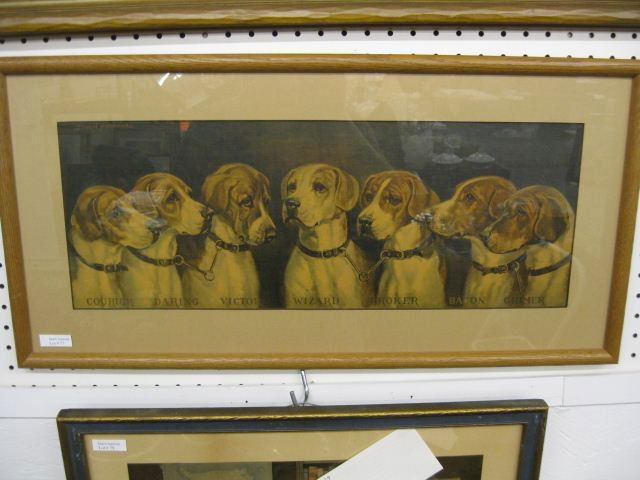 Edwin Megargee, Lithograph, American: Foxhound Society, circa 1900, image area 9" x 22". Edwin Megargee was an animal painter, illustrator, and etcher. He was born in 1883 in Mt. Airy , Pennsylvania. Throughout his educational career, he