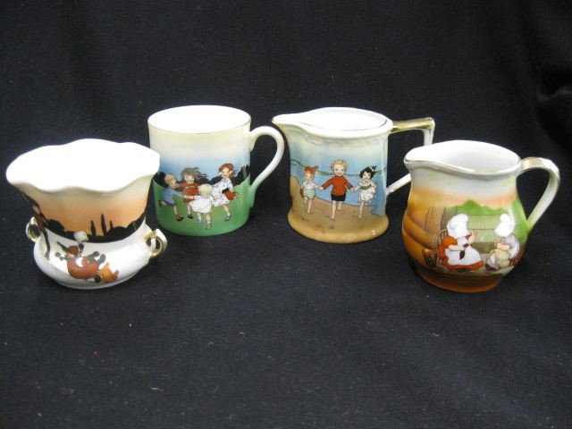 4 pcs. Royal Bayreuth "Sunbonnet Babies",: porcelain; creamer, mug & vase.