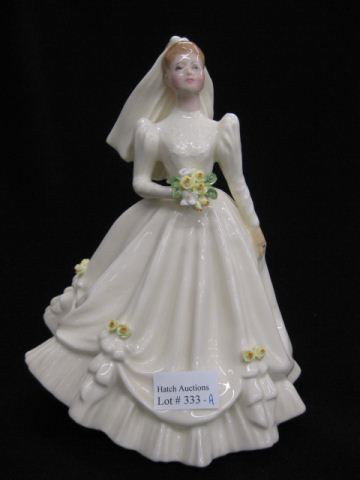 Royal Doulton Figurine "Bride": HN#3285, scarcer ivory color and personally autographed by Michael Doulton, 8 1/4", excellent.