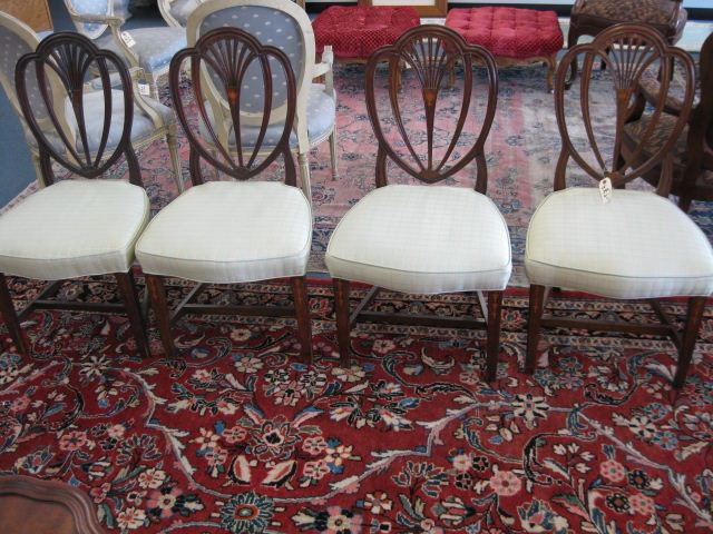 Set of 4 Sheraton Style Chairs,: fancy carved backs with inlaid urn decor.