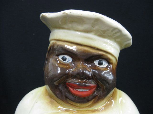 Black Americana Figural Pottery Cookie Jar,: chef, 10".