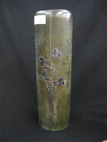 Hientz Sterling & Bronze Vase,: Arts & Crafts era, floral decor, #3608 Otto Heintz was born into a family of manufacturing jewelers established in 1875 in Buffalo , NY . By about 1902 he had purchased a small company, renamed it the