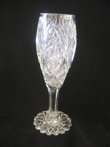 Brilliant Period Cut Glass Bud Vase, chalice form,: chalice form, diamond & fan, 8", excellent.