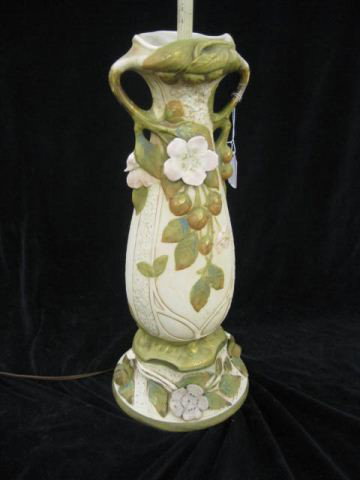 Royal Dux Porcelain Lamp, Art Nouveau style floral: Art Nouveau style floral, 18" body. ROYAL DUX BOHEMIA PORCELAIN MANUFACTURING COMPANY LOCATED IN THE CZECH REPUBLIC, HAS BEEN IN OPERATION FOR MANUFACTURING BOHEMIAN PORCELAIN FIGURATIVE AND DECORATIV