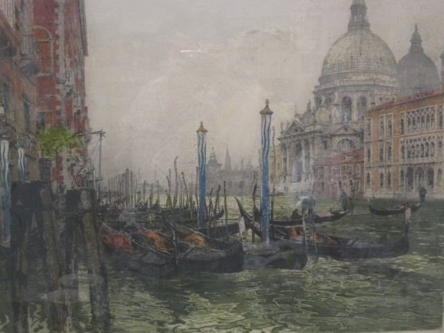 Luigi Kasimir, Etching, "Grand Canal", pencil sign: pencil signed, image area 23" x 18 1/2", well listed artist. Luigi Kasimir needs no introduction; his etchings have been popular in this country fo 40 years, ever since he came to the U.S. to do a ser