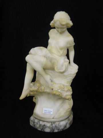 Carved Alabaster Statue of Seated Lady, Art Deco,: Art Deco, 14" tall, a beauty!