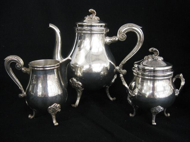 Christofle French Silverplate Tea Set, footed,: footed, 8 3/4" teapot with creamer & sugar, excellent. Thanks to its creations in silver, Christofle is a symbol of luxury and elegance. Since its founding in the mid-19th century, it has been a conti