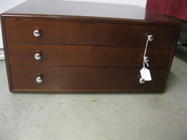 Silverware Cabinet, hinged top and double drawer,: hinged top and double drawer, marked Christofle, excellent.