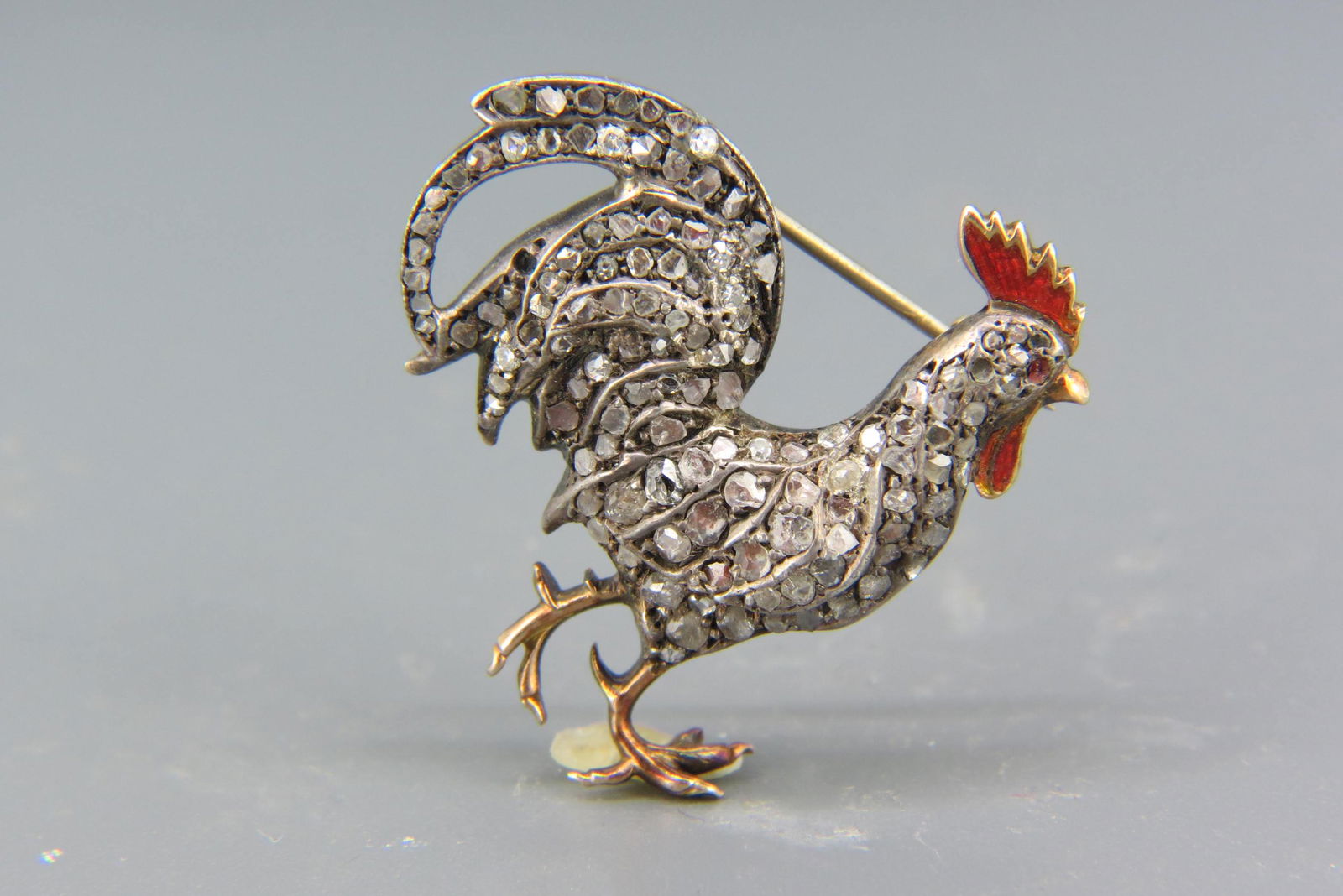 Diamond Figural Rooster Brooch, (1 of 8)