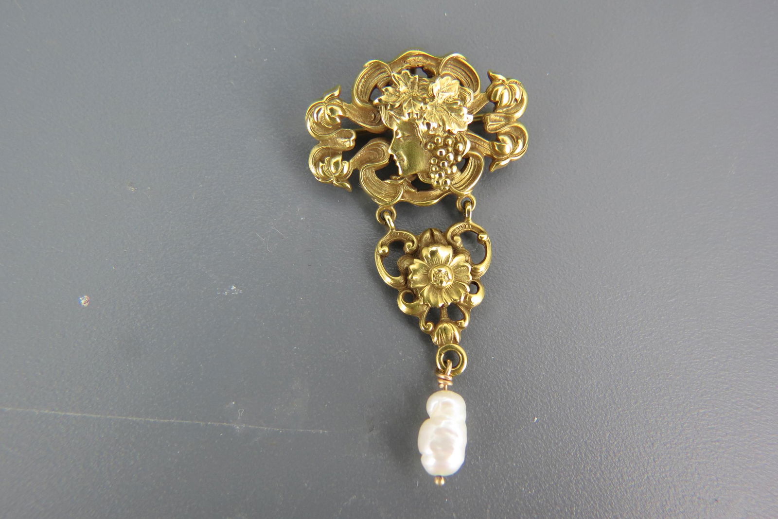 14K Gold Art Nouveau Brooch, (1 of 5)